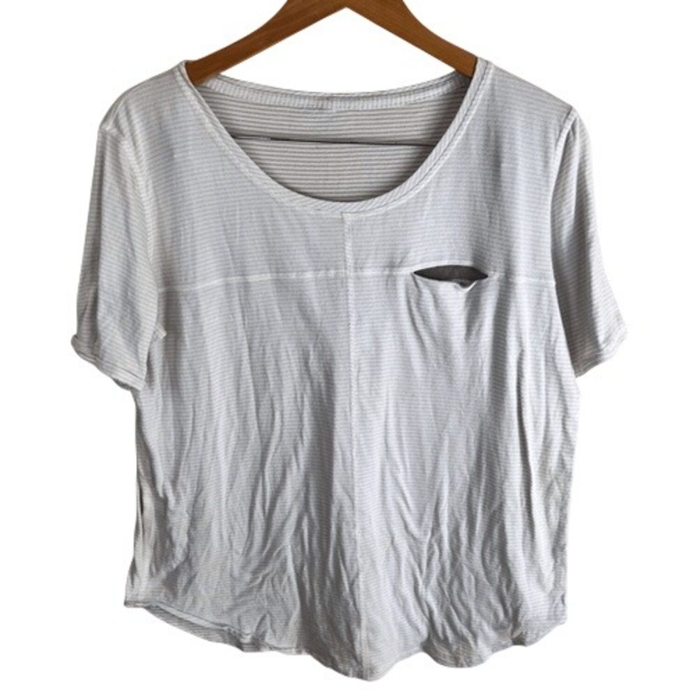 Lululemon Athletica Womens Cap Sleeve Crew Neck White Size 14 Athleisure‎ Yoga